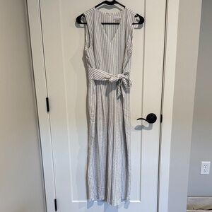 Calvin Klein Light Gray Pinstripe Jumpsuit